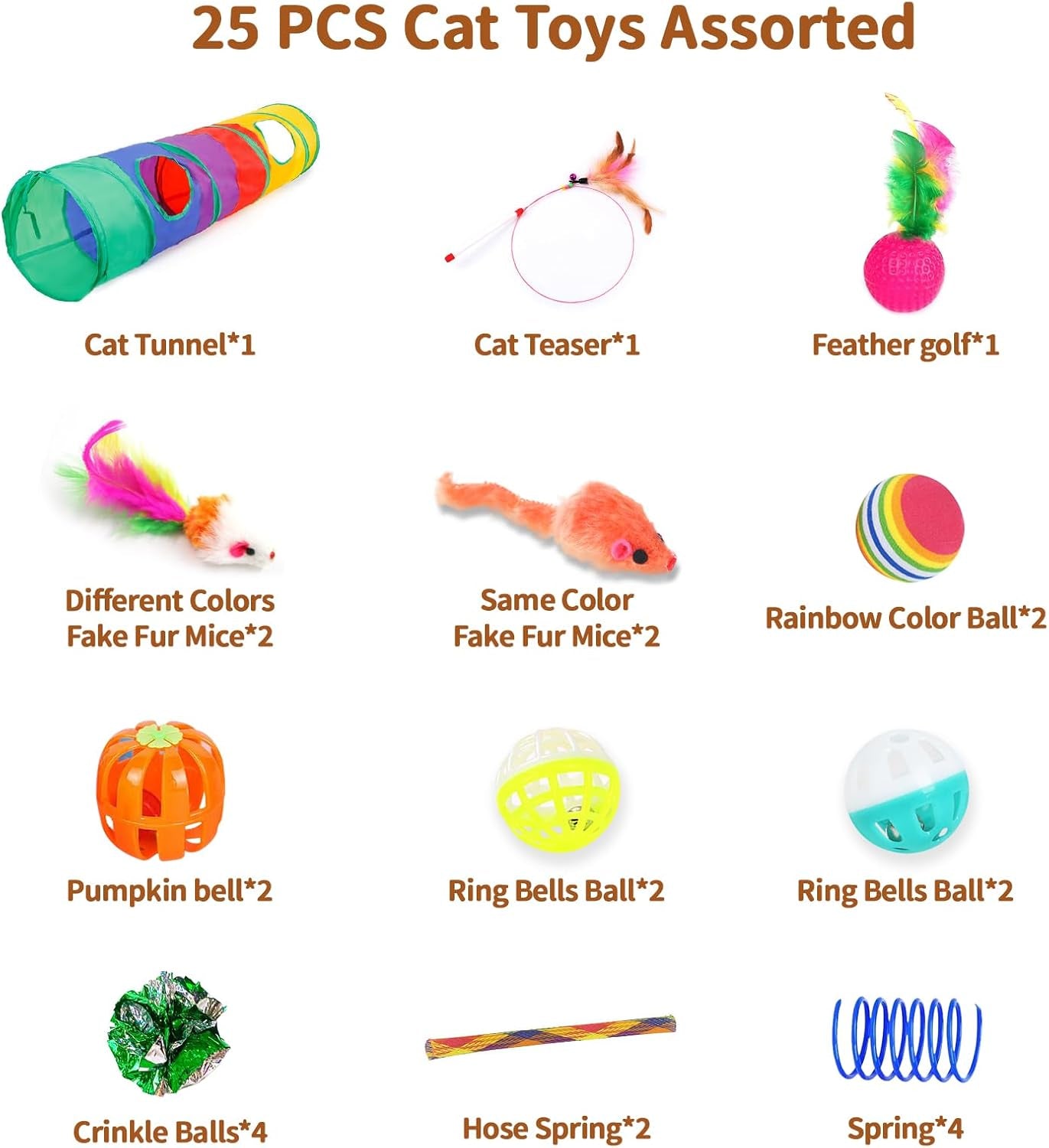 25 Pcs Cat Toys Set, Cat Tunnel Toy for Indoor Cats, Kittens