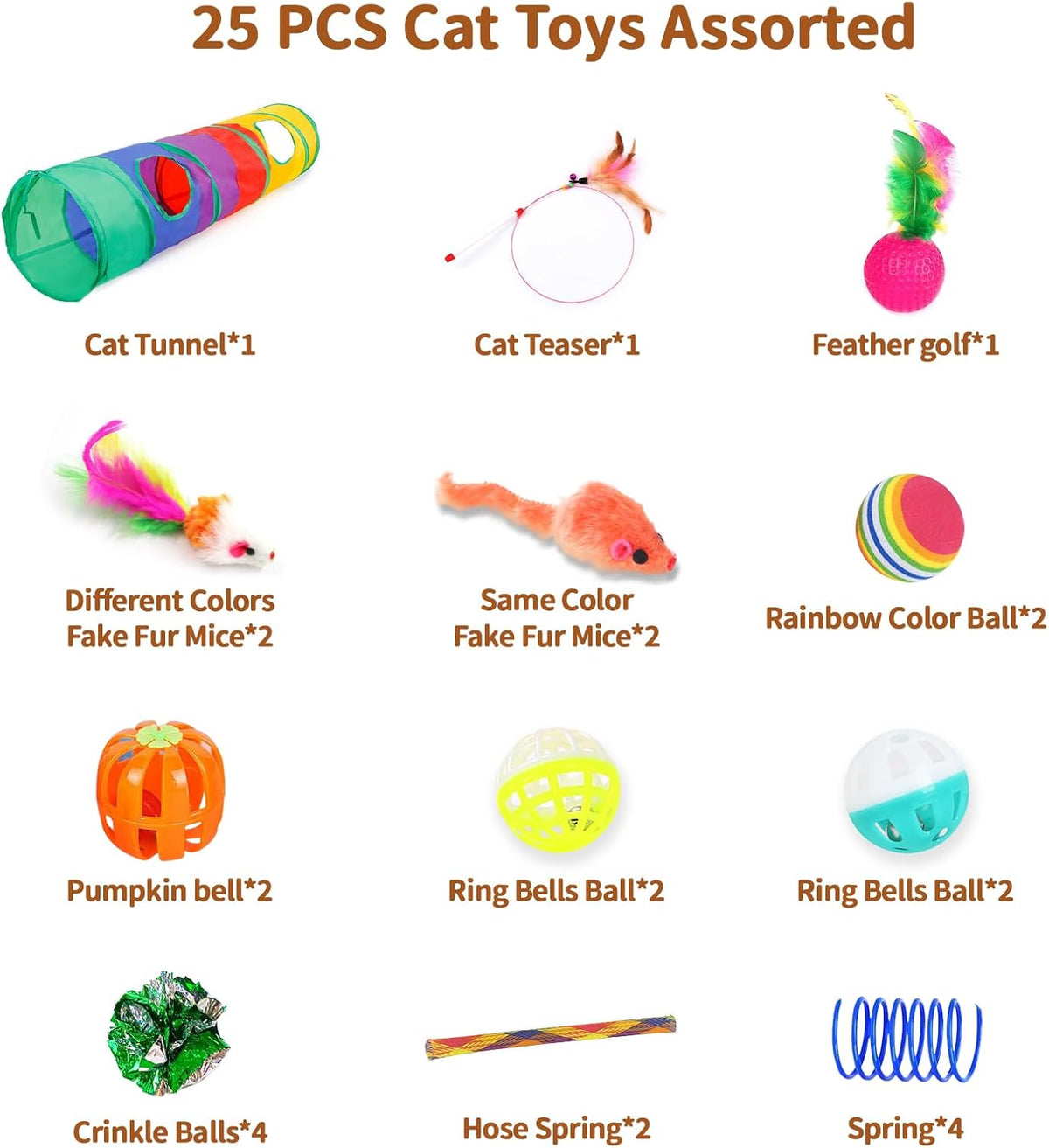 25 Pcs Cat Toys Set, Cat Tunnel Toy for Indoor Cats, Kittens