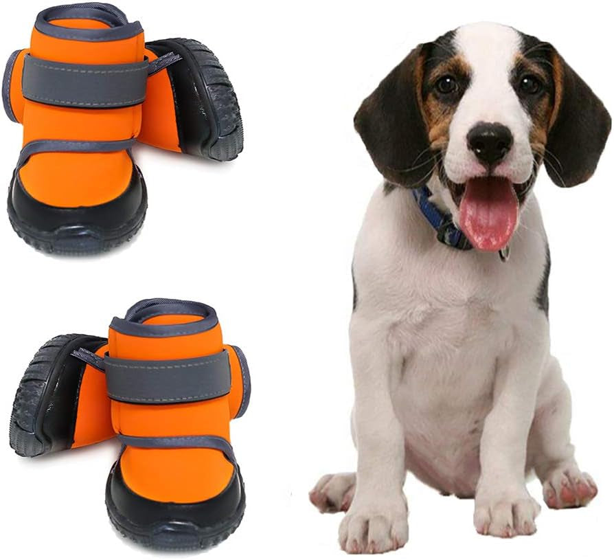 Dog Shoes Dog Boots Snow Dog Booties Dogs Paw Protection with Anti-Slip Sole, Dog Snow Socks for Basset Hound, Dalmatian, Border Collie, Siberian Husky (2 PCS)