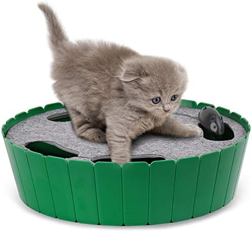 Interactive Cat Toy with Running Mouse, Automatic Track Kitten Toy | Electronic Motion Cat Toy for Indoor Cats, Pop and Play Hide Seek Cats Toys Hunting Mouse for Kitty Play Exercise,