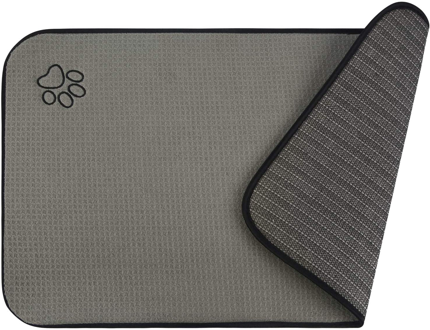 Dog Food Bowl Mat Pet Feeding Mat for Food Water 14.2X24In Grey