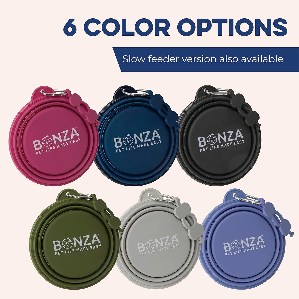 Collapsible Dog Bowls - Large 33 Oz, Dog Travel Accessories, Silicone Portable Dogs Bowl & Water Dish with Reinforced Rim & Carabiner for Hiking, Camping, and Car Trips, Black