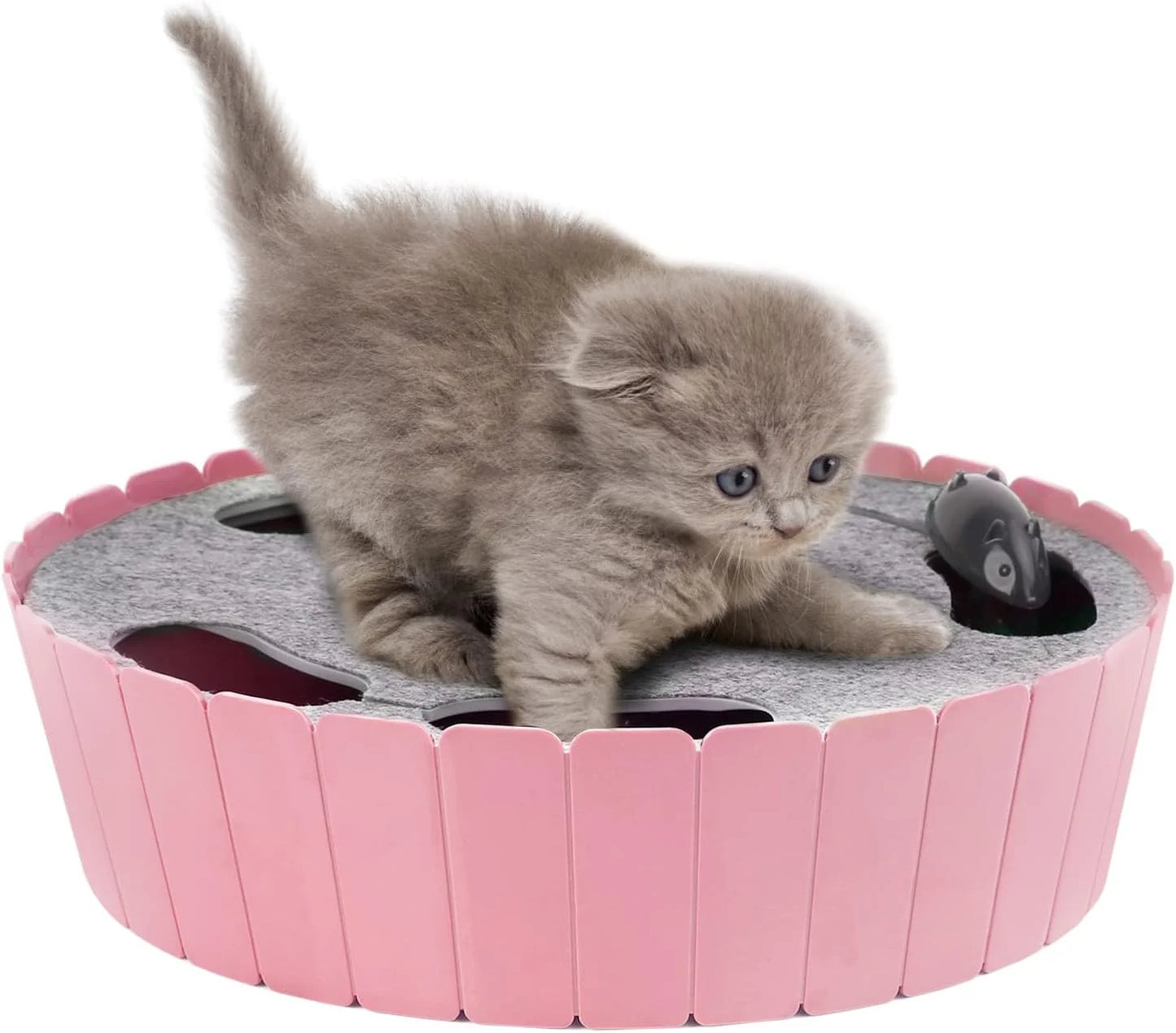 Interactive Cat Toy with Running Mouse, Automatic Track Kitten Toy | Electronic Motion Cat Toy for Indoor Cats, Pop and Play Hide Seek Cats Toys Hunting Mouse for Kitty Play Exercise,