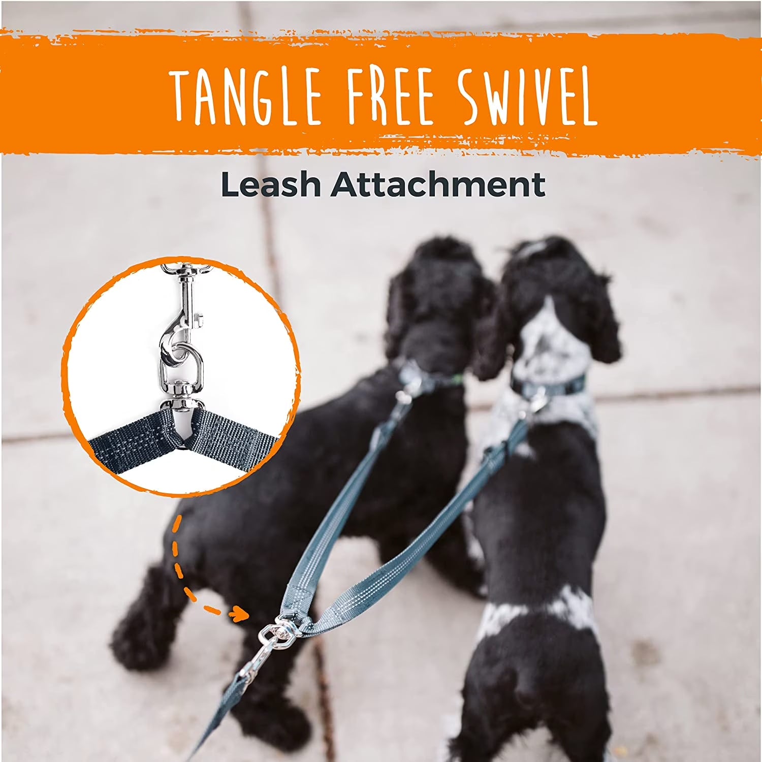 Double Dog Leash, Two Dog Adjustable Length Dog Lead, No-Tangle Leash for 2 Dogs