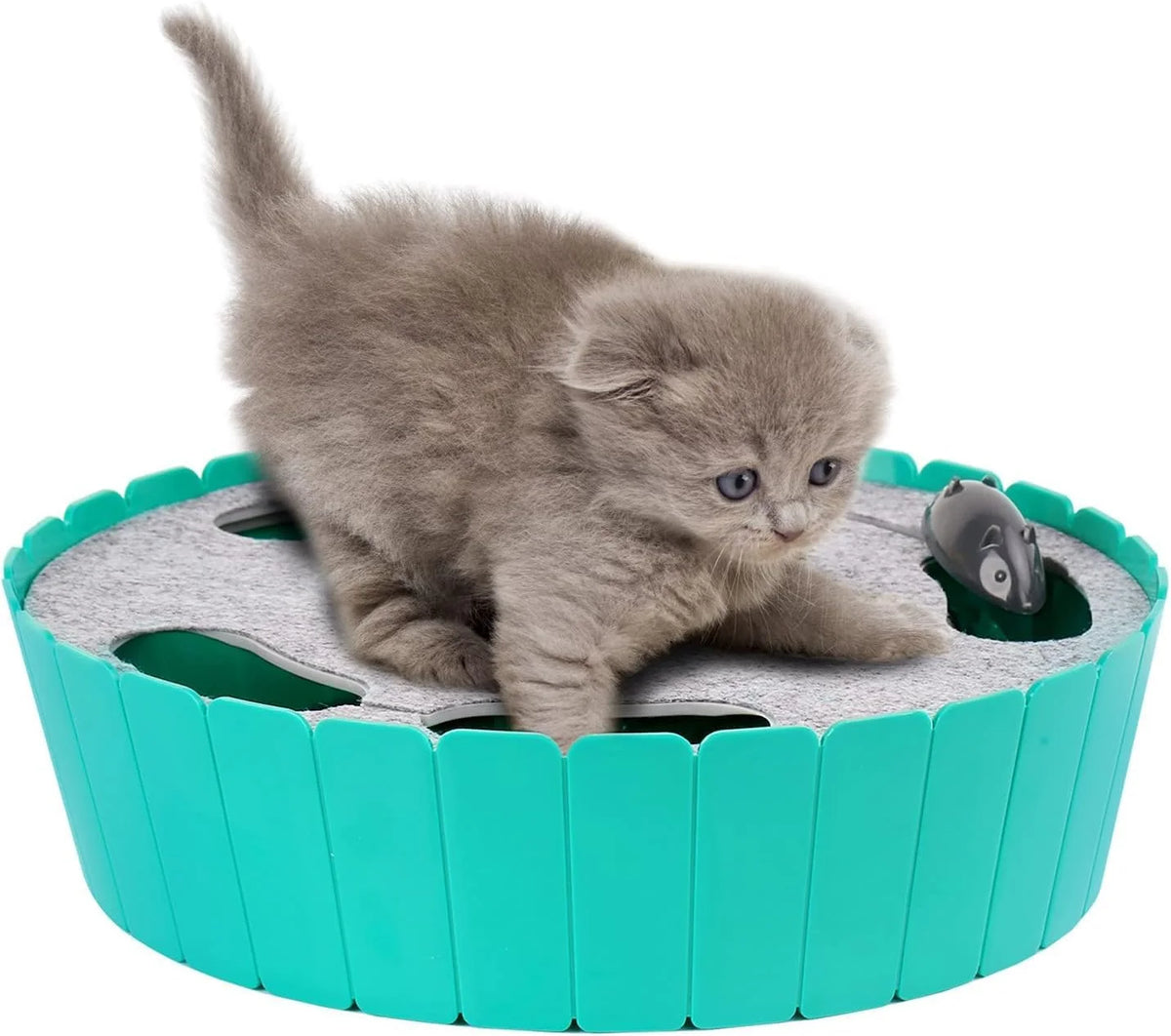 Interactive Cat Toy with Running Mouse, Automatic Track Kitten Toy | Electronic Motion Cat Toy for Indoor Cats, Pop and Play Hide Seek Cats Toys Hunting Mouse for Kitty Play Exercise,