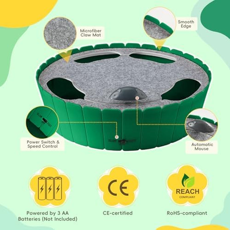 Interactive Cat Toy with Running Mouse, Automatic Track Kitten Toy | Electronic Motion Cat Toy for Indoor Cats, Pop and Play Hide Seek Cats Toys Hunting Mouse for Kitty Play Exercise,