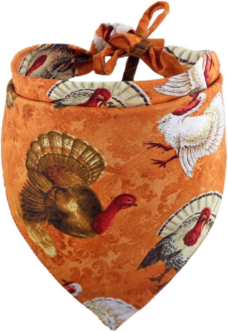 Thanksgiving Dog Bandana Fall Autumn Reversible Triangle Bibs Scarf Accessories for Dogs Cats Pets Large