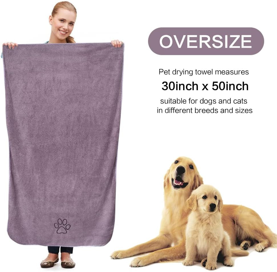 Dog Towel Absorbent Microfiber Pet Bath Towel for Dogs & Cats Purple
