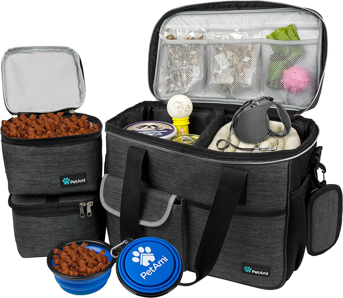 Dog Travel Bag Organizer, Pet Supplies Diaper Tote, Dark Gray Medium