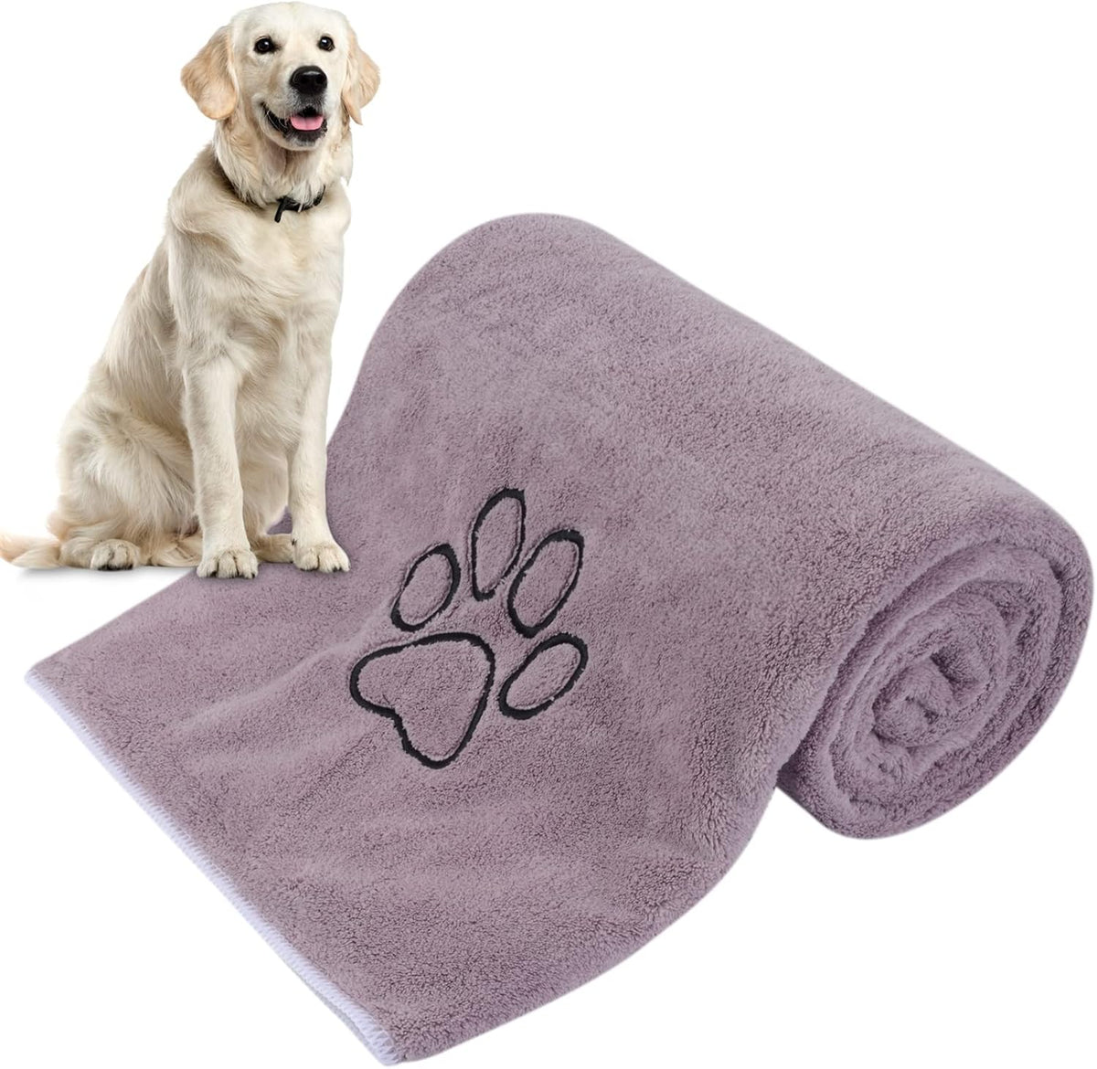 Dog Towel Absorbent Microfiber Pet Bath Towel for Dogs & Cats Purple