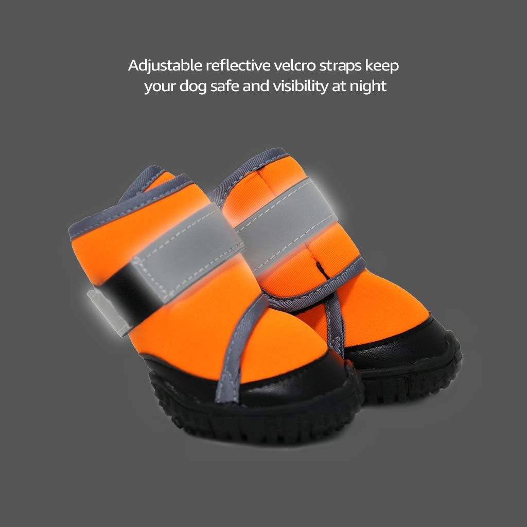 Dog Shoes Dog Boots Snow Dog Booties Dogs Paw Protection with Anti-Slip Sole, Dog Snow Socks for Basset Hound, Dalmatian, Border Collie, Siberian Husky (2 PCS)