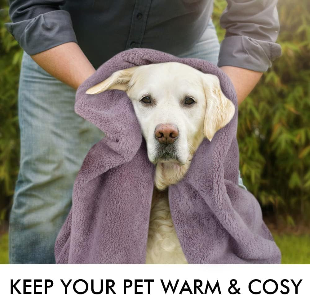 Dog Towel Absorbent Microfiber Pet Bath Towel for Dogs & Cats Purple