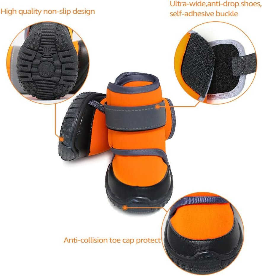 Dog Shoes Dog Boots Snow Dog Booties Dogs Paw Protection with Anti-Slip Sole, Dog Snow Socks for Basset Hound, Dalmatian, Border Collie, Siberian Husky (2 PCS)