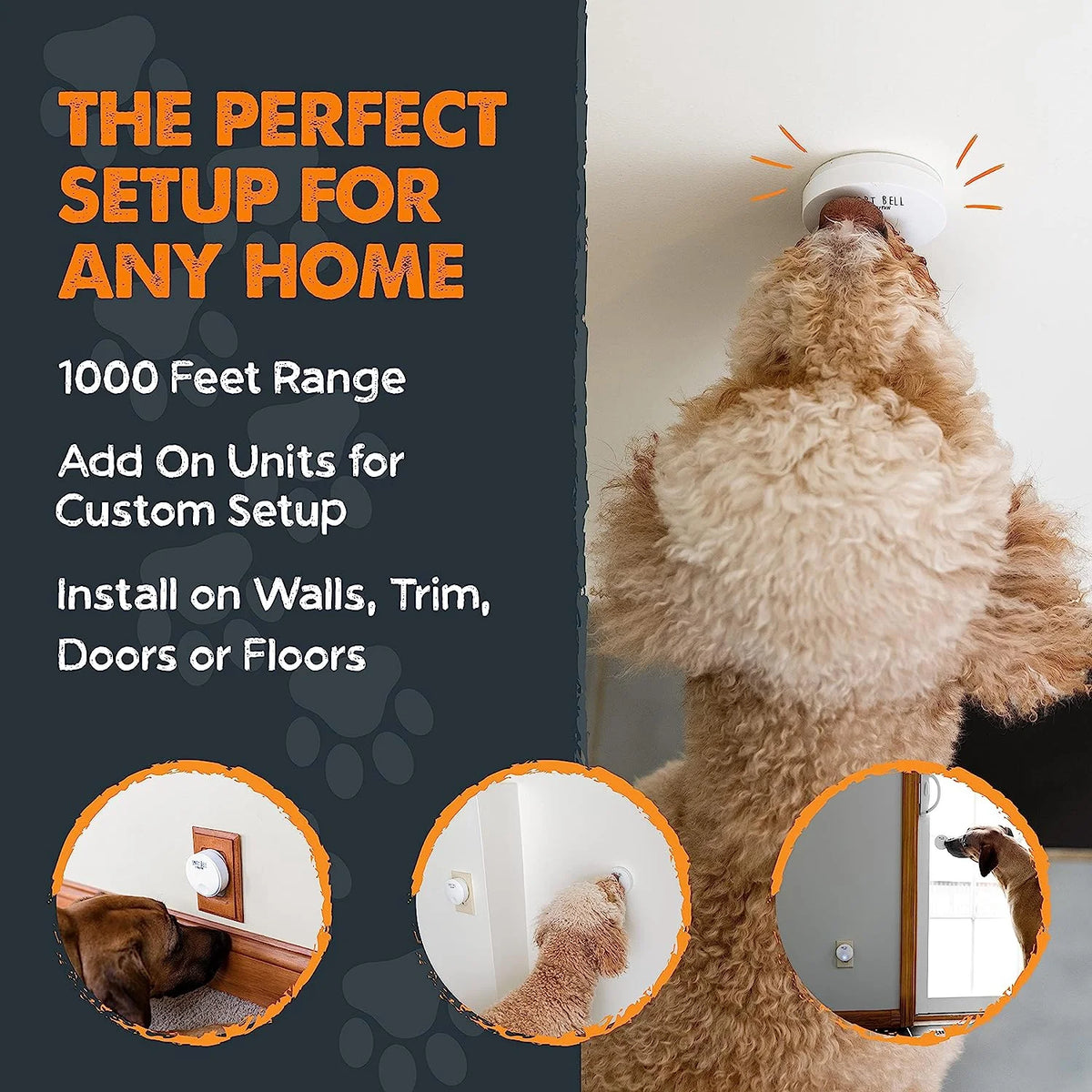Weatherproof Door Mounted Smart Pet Doorbell, 2 Activators