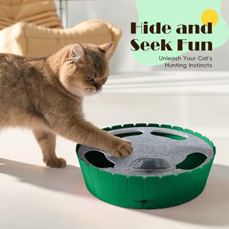 Interactive Cat Toy with Running Mouse, Automatic Track Kitten Toy | Electronic Motion Cat Toy for Indoor Cats, Pop and Play Hide Seek Cats Toys Hunting Mouse for Kitty Play Exercise,