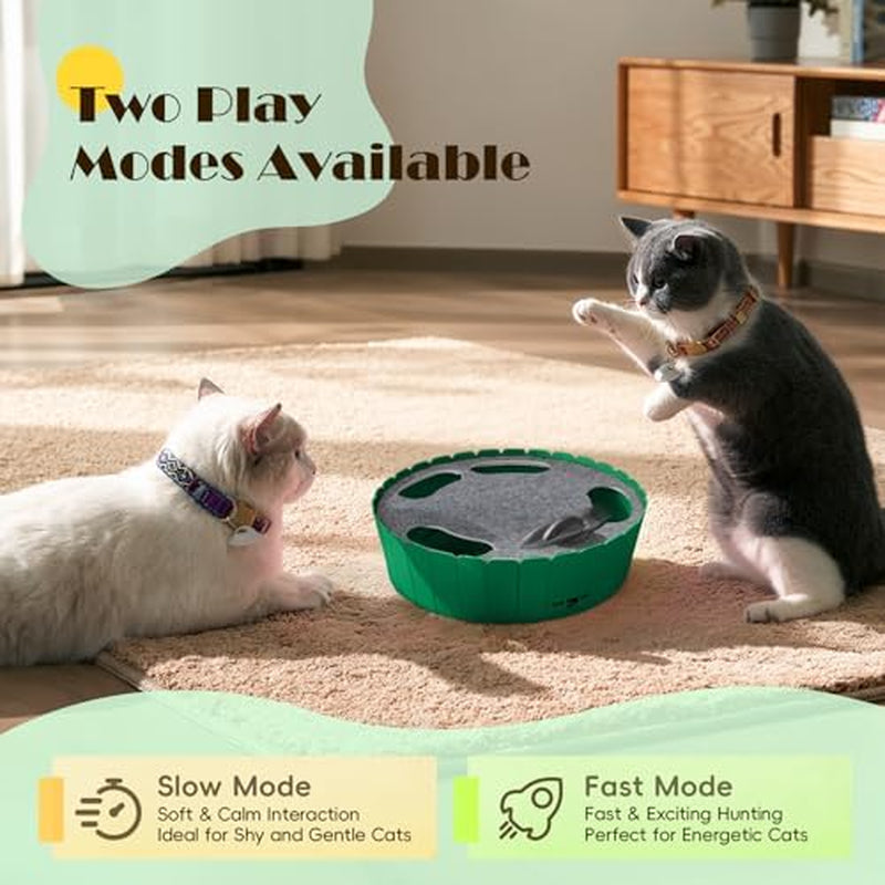 Interactive Cat Toy with Running Mouse, Automatic Track Kitten Toy | Electronic Motion Cat Toy for Indoor Cats, Pop and Play Hide Seek Cats Toys Hunting Mouse for Kitty Play Exercise,
