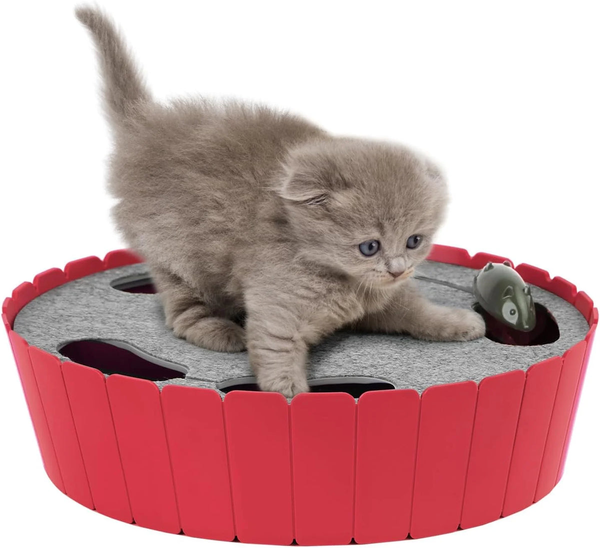 Interactive Cat Toy with Running Mouse, Automatic Track Kitten Toy | Electronic Motion Cat Toy for Indoor Cats, Pop and Play Hide Seek Cats Toys Hunting Mouse for Kitty Play Exercise,