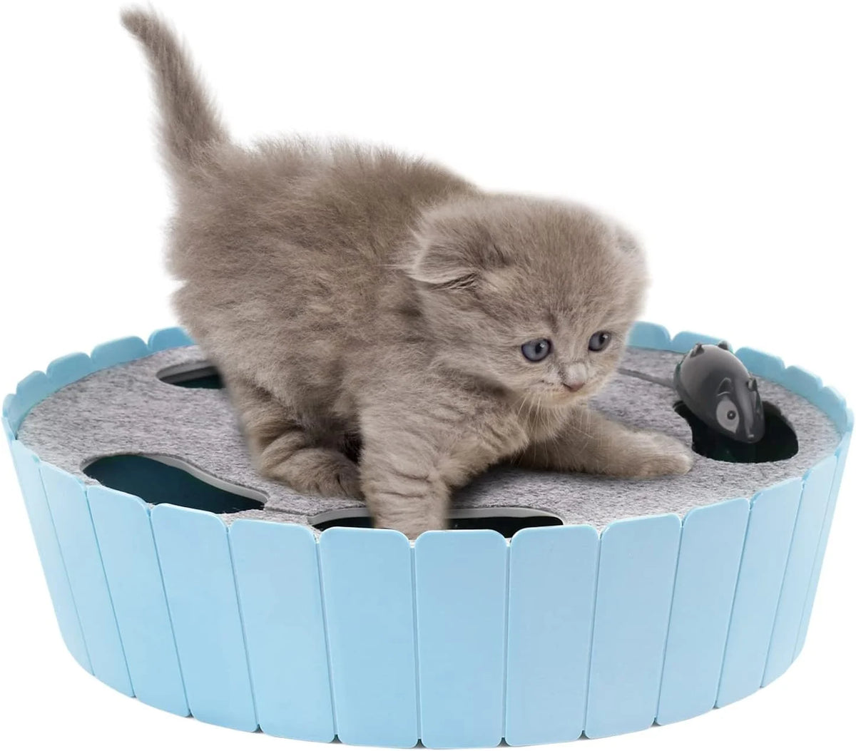 Interactive Cat Toy with Running Mouse, Automatic Track Kitten Toy | Electronic Motion Cat Toy for Indoor Cats, Pop and Play Hide Seek Cats Toys Hunting Mouse for Kitty Play Exercise,