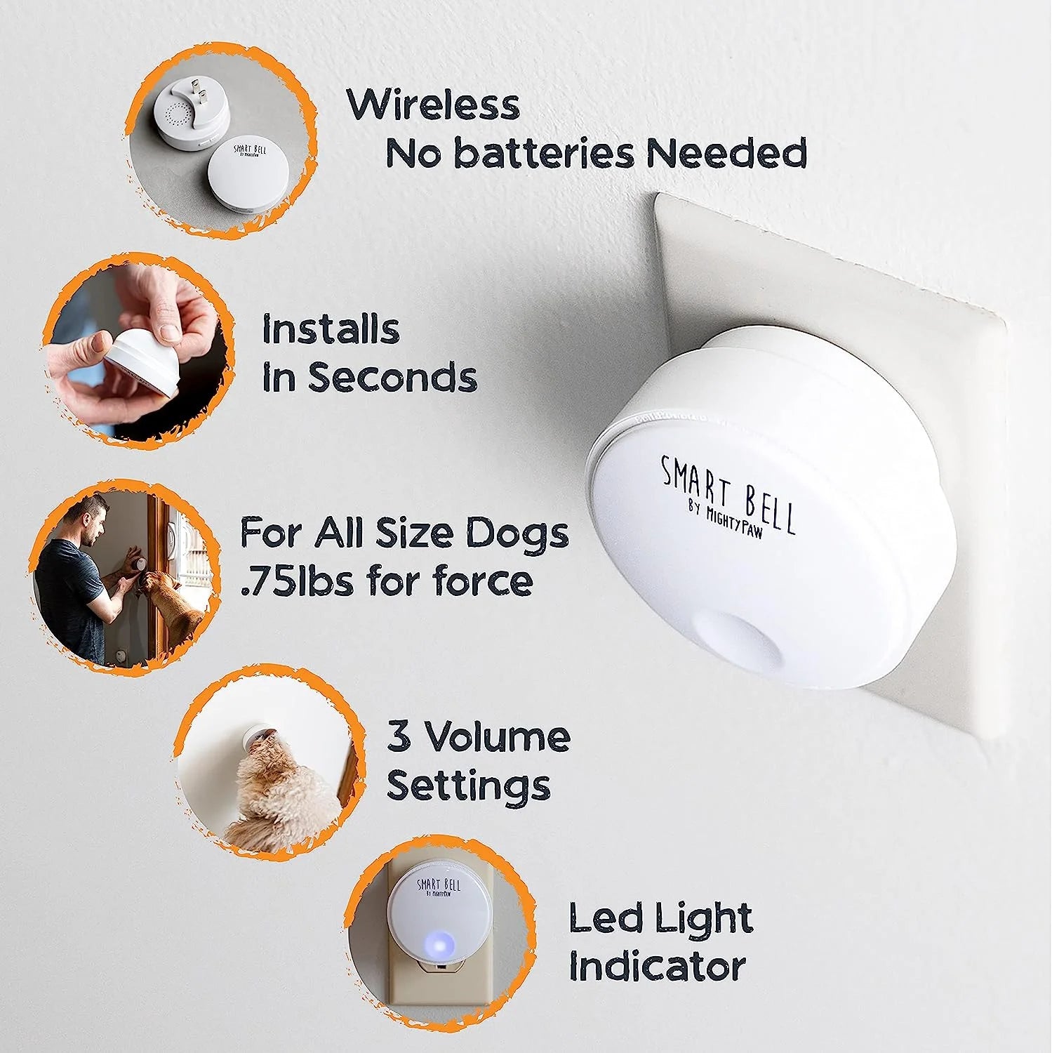 Weatherproof Door Mounted Smart Pet Doorbell, 2 Activators
