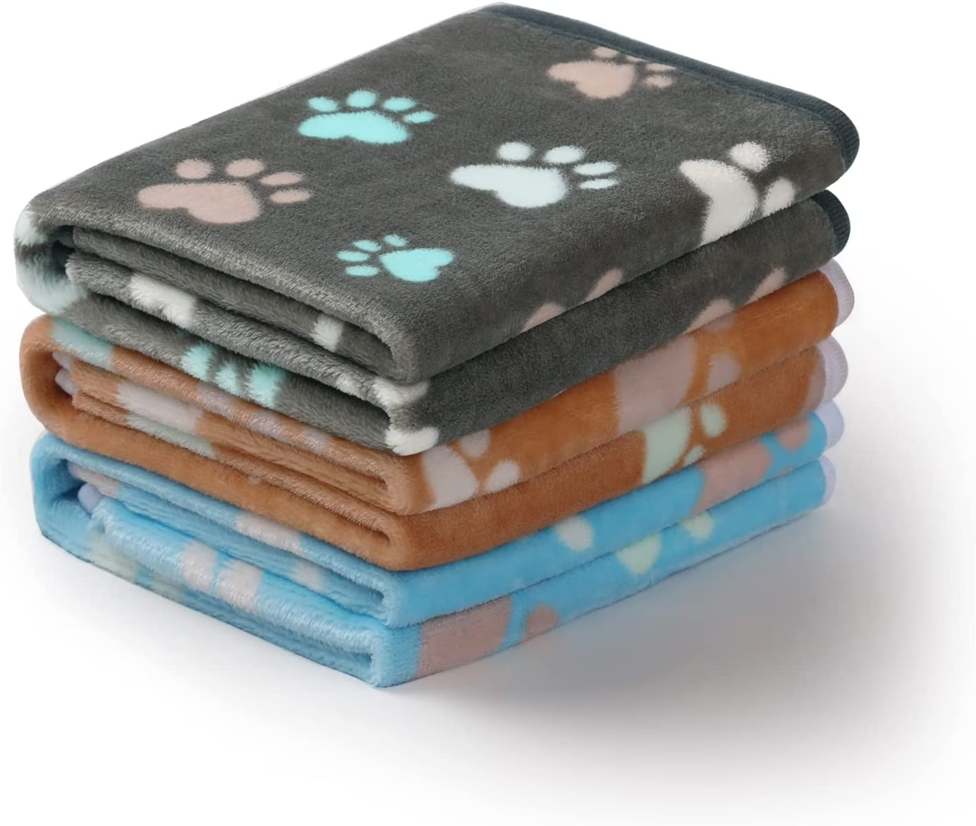 1 Pack 3 Blankets Super Soft Fluffy Premium Fleece Pet Blanket Flannel Throw for Dog Puppy Cat Paw 41X31 Inch